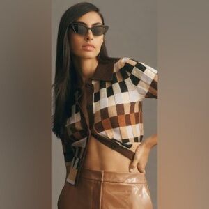 NWT Maeve by Anthropologie The Kinsley Collared Cropped Cardigan Sweater - XXS P